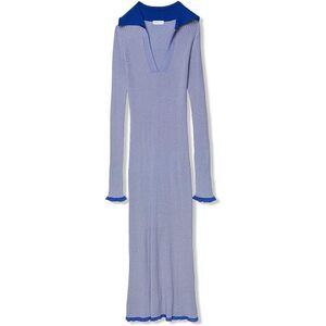 Rosetta Getty Long Sleeve Pullover Dress Blue SM